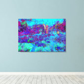 Psychedelic Impressionistic Blue Garden Landschap Canvas Afdruk (Insitu (Houten vloer))