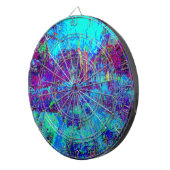 Psychedelic Impressionistic Blue Garden Landschap Dartbord (Voorkant Rechts)