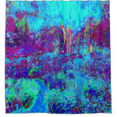 Psychedelic Impressionistic Blue Garden Landschap Douchegordijn (Voorkant)