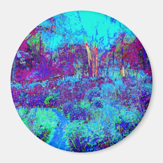 Psychedelic Impressionistic Blue Garden Landschap Magneet (Voorkant)