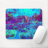 Psychedelic Impressionistic Blue Garden Landschap Muismat (Met muis)