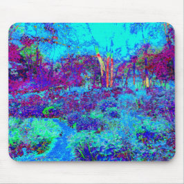 Psychedelic Impressionistic Blue Garden Landschap Muismat