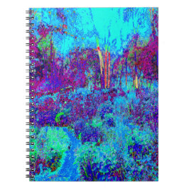 Psychedelic Impressionistic Blue Garden Landschap Notitieboek