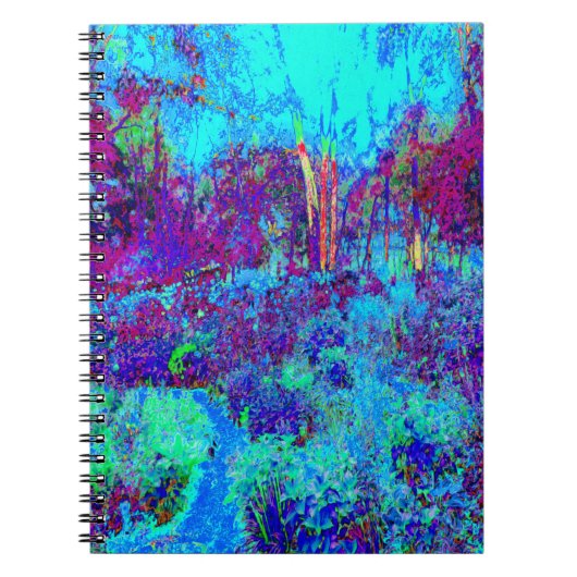 Psychedelic Impressionistic Blue Garden Landschap Notitieboek (Voorkant)