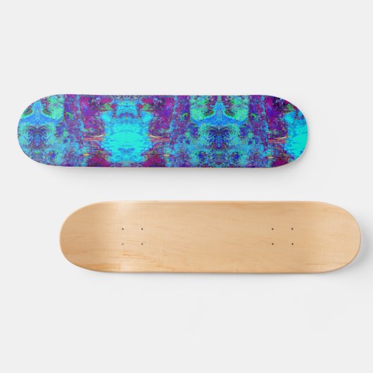 Psychedelic Impressionistic Blue Garden Landschap Persoonlijk Skateboard (Horizontaal)