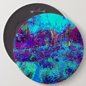 Psychedelic Impressionistic Blue Garden Landschap Ronde Button 6,0 Cm (Voorkant /achterkant)