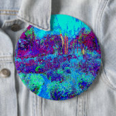 Psychedelic Impressionistic Blue Garden Landschap Ronde Button 6,0 Cm (In situ)