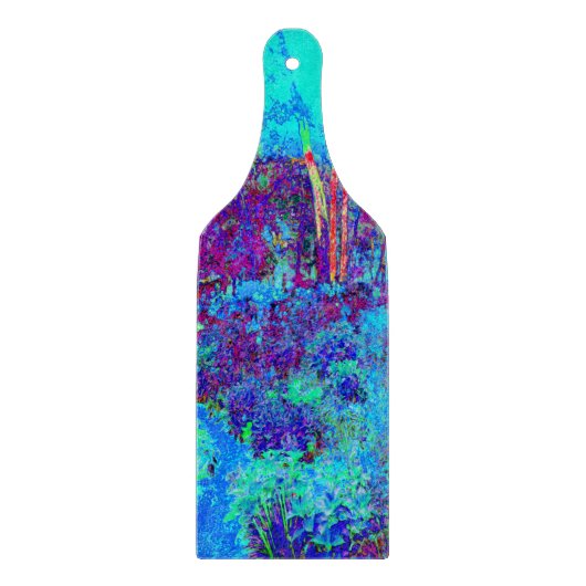 Psychedelic Impressionistic Blue Garden Landschap Snijplank (Voorkant)