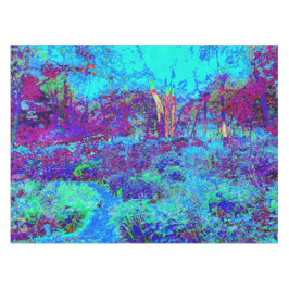 Psychedelic Impressionistic Blue Garden Landschap Tafelkleed