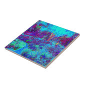 Psychedelic Impressionistic Blue Garden Landschap Tegeltje (Zijkant)