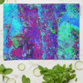 Psychedelic Impressionistic Blue Garden Landschap Theedoek (Gevouwen)