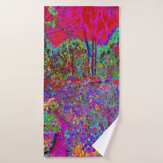 Psychedelic Impressionistic Garden Landschap Badhanddoek (Badhanddoek)