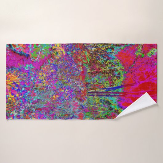 Psychedelic Impressionistic Garden Landschap Badhanddoek (Badhanddoek)
