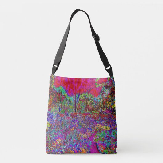 Psychedelic Impressionistic Garden Landschap Crossbody Tas (Achterkant)