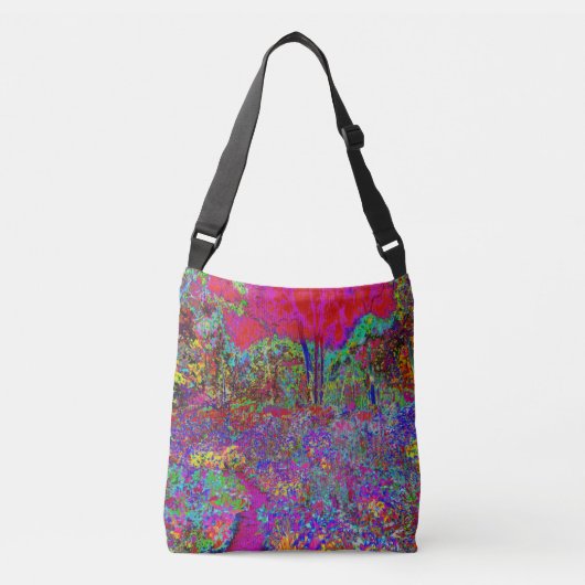 Psychedelic Impressionistic Garden Landschap Crossbody Tas (Voorkant)