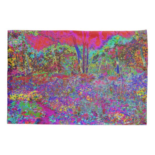 Psychedelic Impressionistic Garden Landschap Kussensloop (Achterkant)