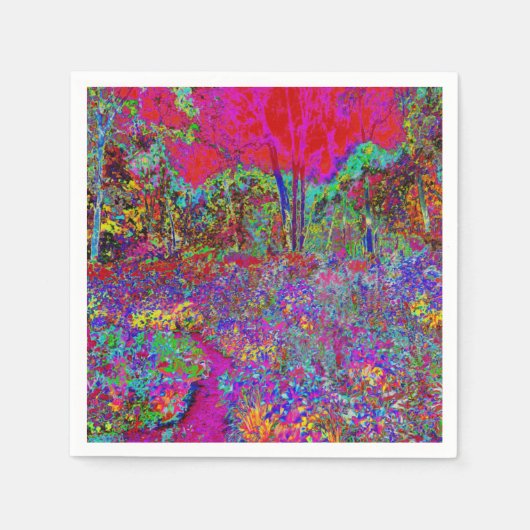 Psychedelic Impressionistic Garden Landschap Servet (Voorkant)