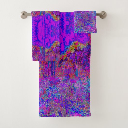 Psychedelic Impressionistisch Paars landschap Bad Handdoek (Insitu)