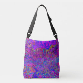Psychedelic Impressionistisch Paars landschap Crossbody Tas