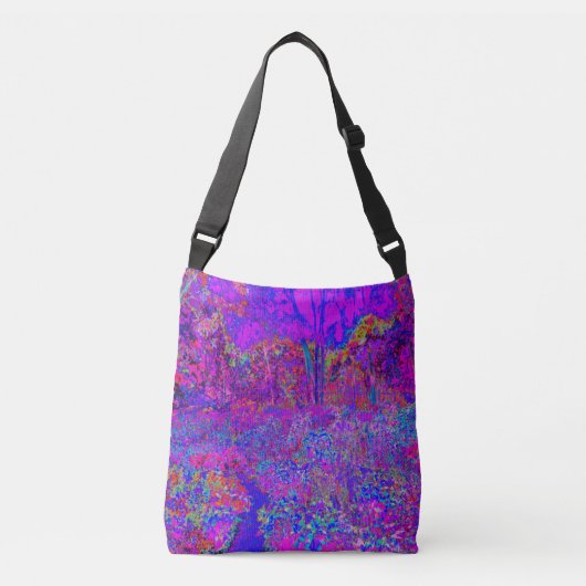 Psychedelic Impressionistisch Paars landschap Crossbody Tas (Voorkant)