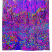 Psychedelic Impressionistisch Paars landschap Douchegordijn (Voorkant)