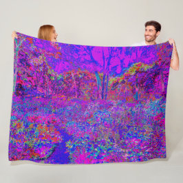 Psychedelic Impressionistisch Paars landschap Fleece Deken