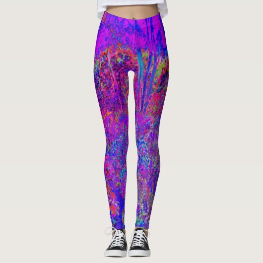 Psychedelic Impressionistisch Paars landschap Leggings (Voorkant)