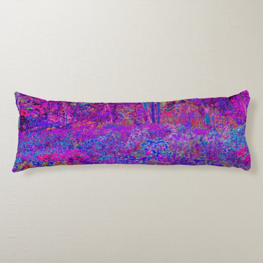 Psychedelic Impressionistisch Paars landschap Lichaamskussen (Voorkant)