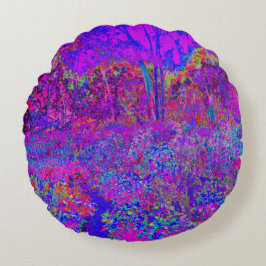 Psychedelic Impressionistisch Paars landschap Rond Kussen