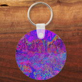 Psychedelic Impressionistisch Paars landschap Sleutelhanger (Voorkant)