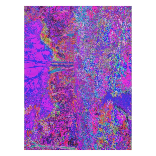 Psychedelic Impressionistisch Paars landschap Tafelkleed (Voorkant)