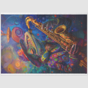 Psychedelic Jazz Playing Lenny Lizard Decoupage Tissuepapier