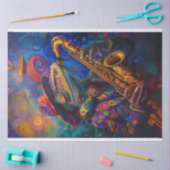 Psychedelic Jazz Playing Lenny Lizard Decoupage Tissuepapier (Craft)