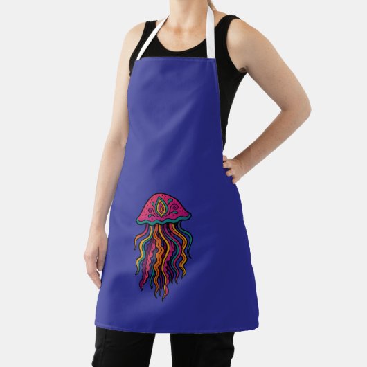Psychedelic Jellyfish Apron | Bold Ocean Vibes Schort (Insitu)
