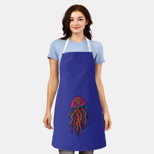 Psychedelic Jellyfish Apron | Bold Ocean Vibes Schort (Gedragen)