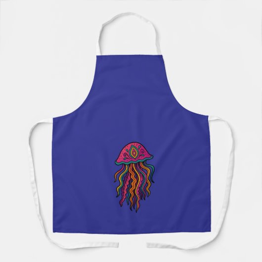 Psychedelic Jellyfish Apron | Bold Ocean Vibes Schort (Voorkant)