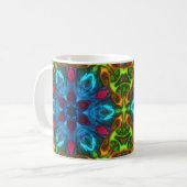 Psychedelic Kaleidoscope Blue Pink en Green Koffiemok (Voorkant links)