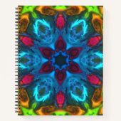 Psychedelic Kaleidoscope Blue Pink en Green Notitieboek (Voorkant)