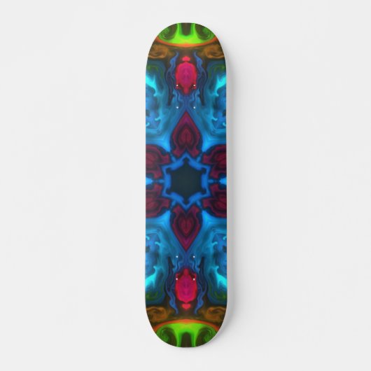 Psychedelic Kaleidoscope Blue Pink en Green Persoonlijk Skateboard (Voorkant)