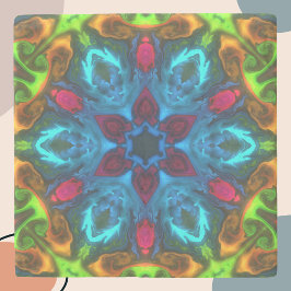 Psychedelic Kaleidoscope Blue Pink en Green Stenen Onderzetter
