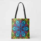 Psychedelic Kaleidoscope Blue Pink en Green Tote Bag (Voorkant)