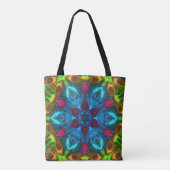 Psychedelic Kaleidoscope Blue Pink en Green Tote Bag (Achterkant)