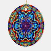 Psychedelic Kaleidoscope Blue Red en Green Keramisch Ornament (Links)