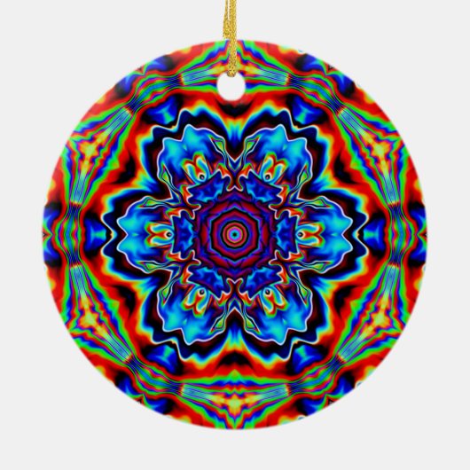 Psychedelic Kaleidoscope Blue Red en Green Keramisch Ornament (Achterkant)