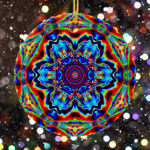 Psychedelic Kaleidoscope Blue Red en Green Keramisch Ornament