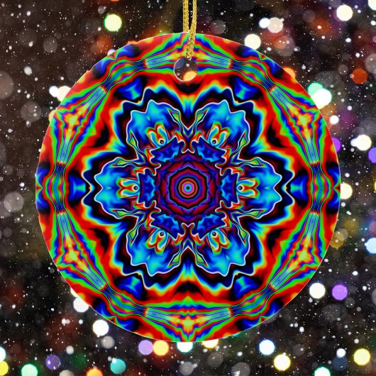 Psychedelic Kaleidoscope Blue Red en Green Keramisch Ornament