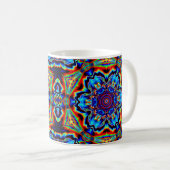 Psychedelic Kaleidoscope Blue Red en Green Koffiemok (Voorkant rechts)