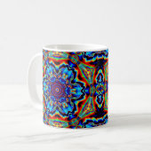 Psychedelic Kaleidoscope Blue Red en Green Koffiemok (Voorkant links)