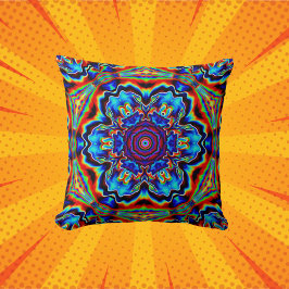 Psychedelic Kaleidoscope Blue Red en Green Kussen
