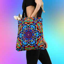 Psychedelic Kaleidoscope Blue Red en Green Tote Bag
